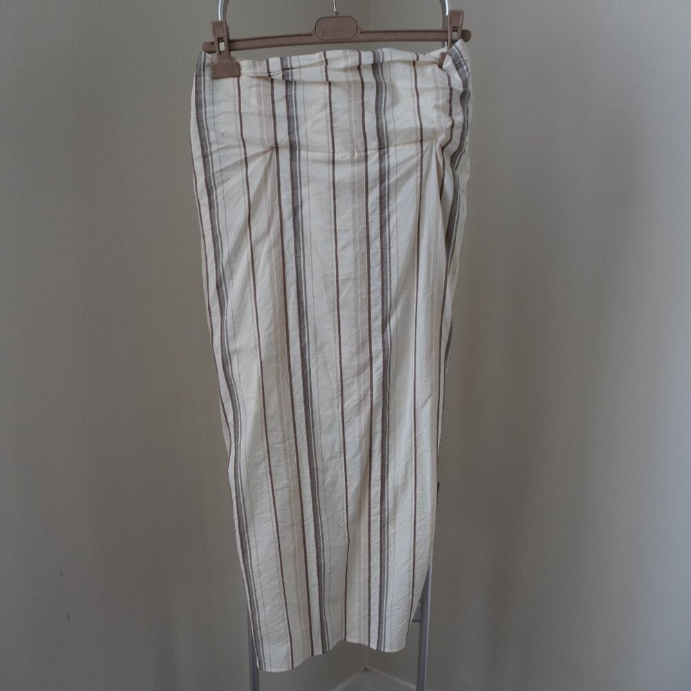 Brunello Cucinelli Sarong Skirt Cotton Beige Stripe Size 8 NewTag $1,995 - Picture 5 of 6